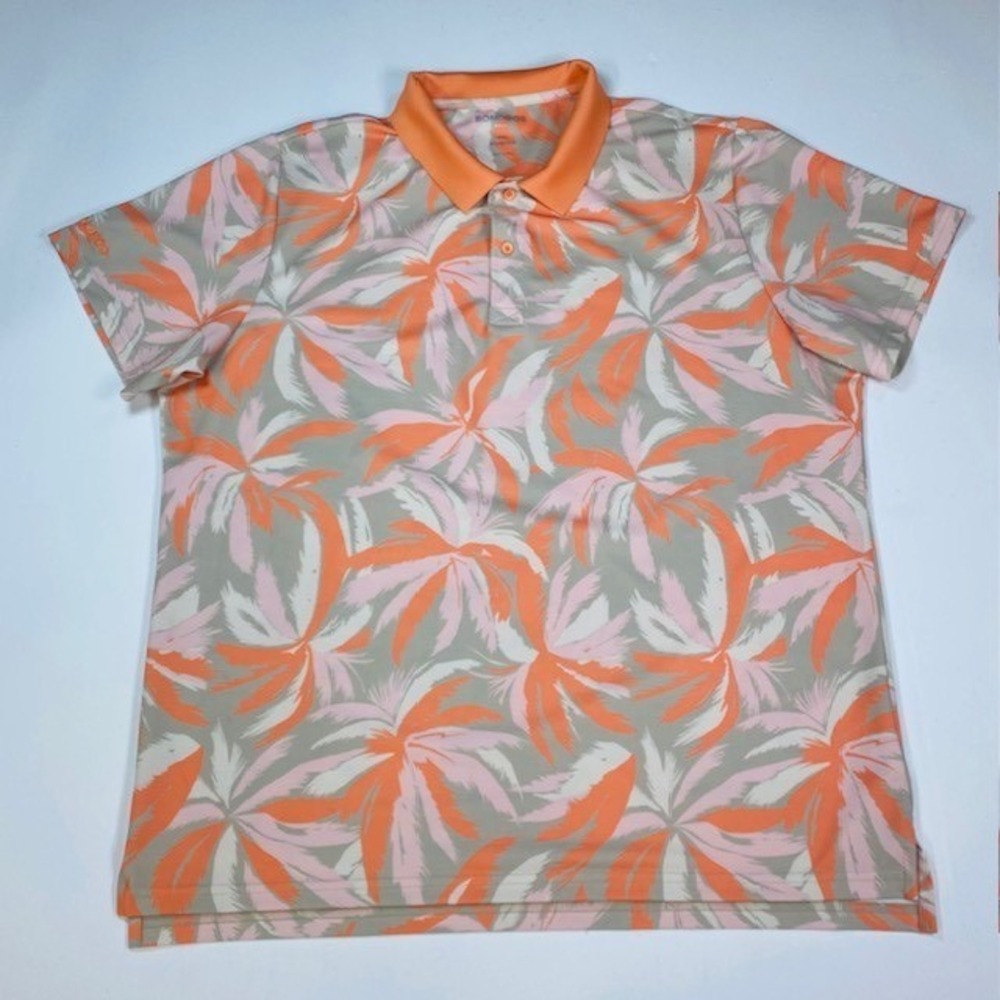 Bonobos Golf Mens XXL Slim Fit Tropical Palm Print Polo Shirt Orange 25939-MVF88